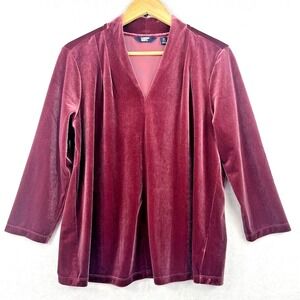 Lands' End Women's Medium (10-12) Velvet V-Neck Burgundy Maroon Red Top‎